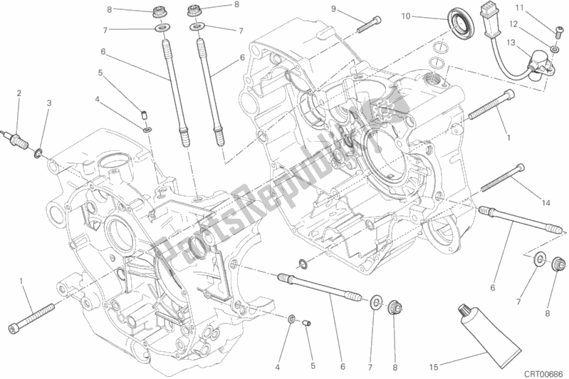 All parts for the Half-crankcases Pair of the Ducati Scrambler Urban Enduro Thailand 803 2017